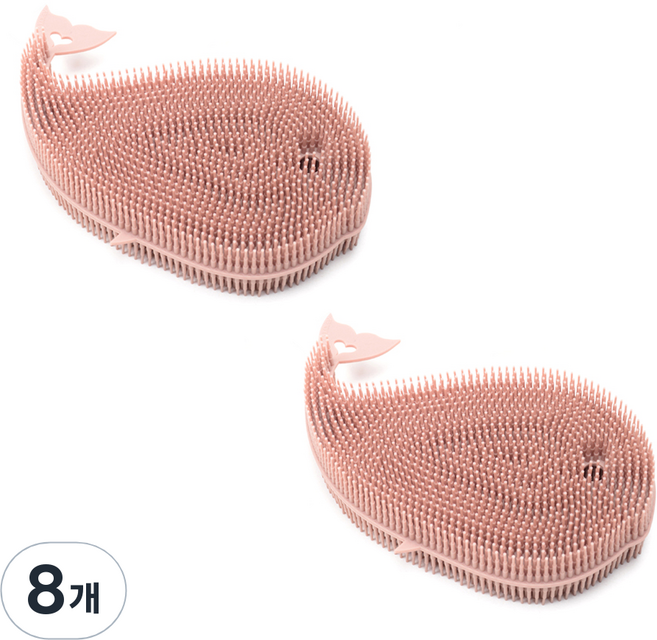 플라이토 국내 제조 국산 실리콘 고래 수세미 브릭레드, 1개입, 8개