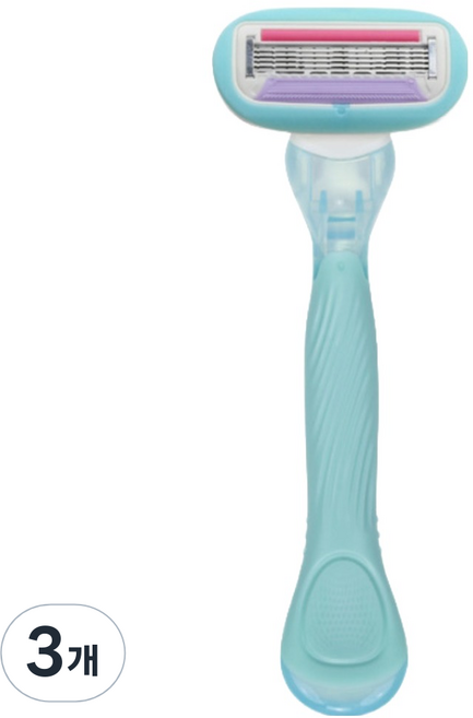 바롬몰 여성용 5중날 긁힘방지 면도기 롱 그린헤드 5.5 x 13.8 cm + 블레이드 세트, 1개입, 3개