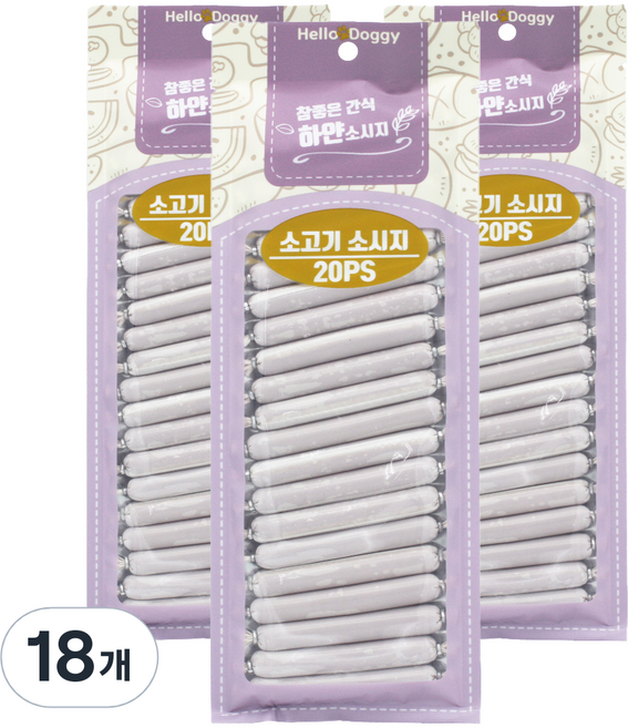 참좋은간식 강아지 하얀소시지, 소고기, 180g, 18개
