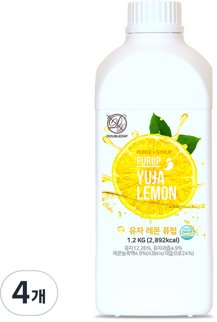 더블데이 유자레몬 퓨럽, 1.2kg, 4개