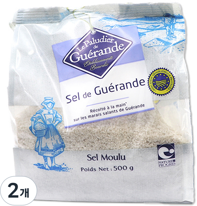 게랑드 가는토판 천일염, 500g, 2개
