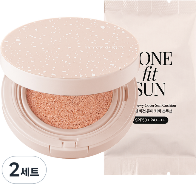 톤핏선 비건 듀이 커버 선쿠션 SPF50+ PA++++ 본품 + 리필 세트, 2세트