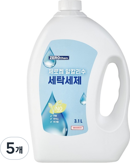 제로켐 알칼리수 세탁세제, 3.1L, 5개