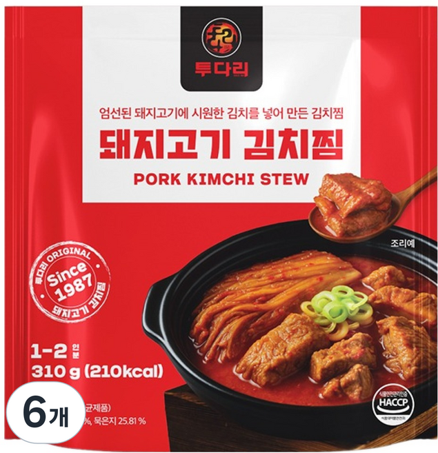 투다리 돼지고기 김치찜, 310g, 6개