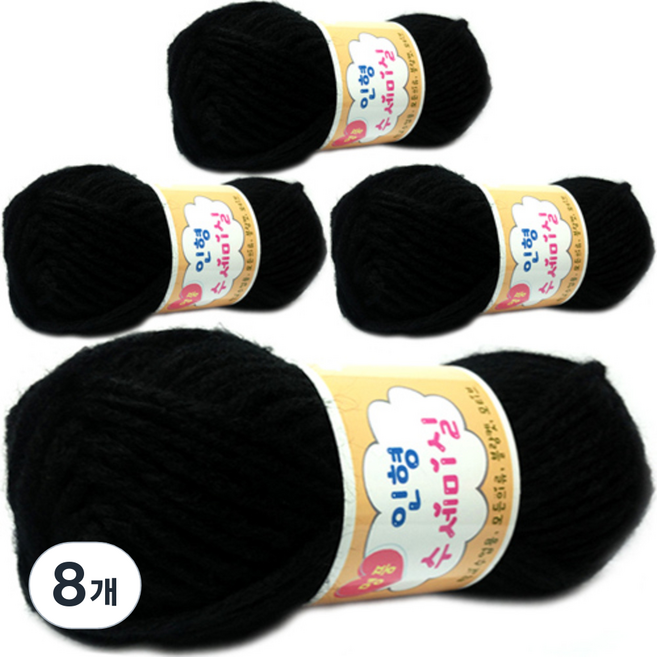 행복뜨기 명품 인형 수세미 아크릴 뜨개실 4p, 136검정, 8개