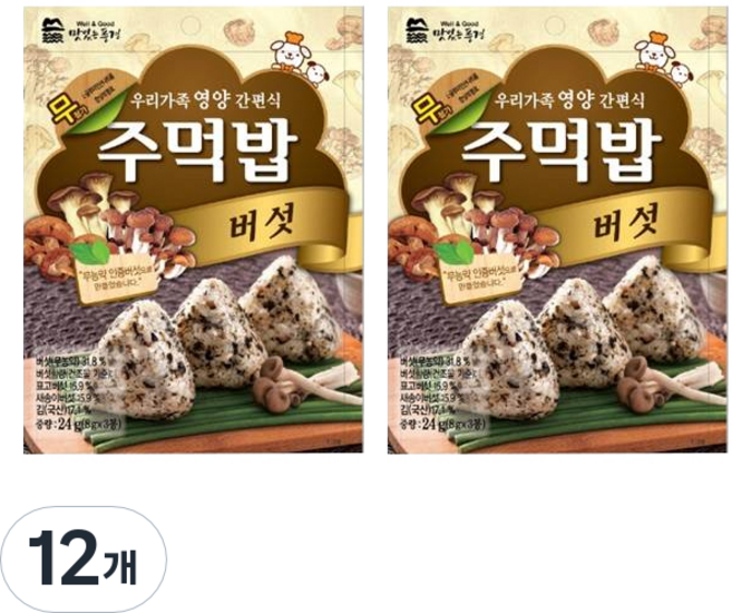 맛있는풍경 주먹밥 버섯, 24g, 12개