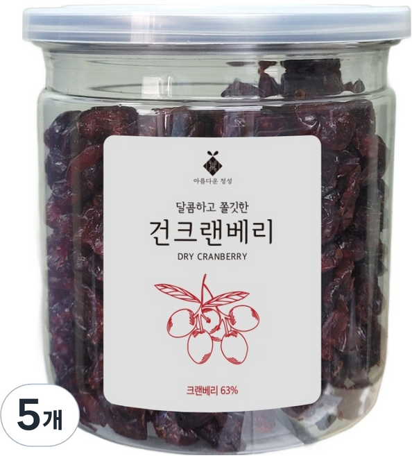 아름다운정성 말린 건조 건크랜베리, 5개, 200g