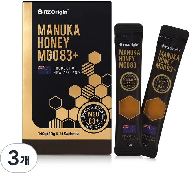 엔젯오리진 마누카 허니 MGO 83+ 14p, 140g, 3개 - 쿠팡