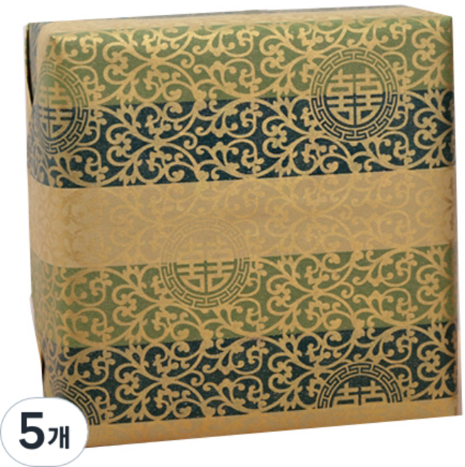 당초문색동 종이 롤 포장지 10m, 녹색, 5개