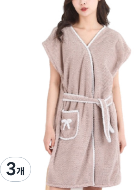 원이네 여성용 심플한 가운 면사, 베이지, 3개