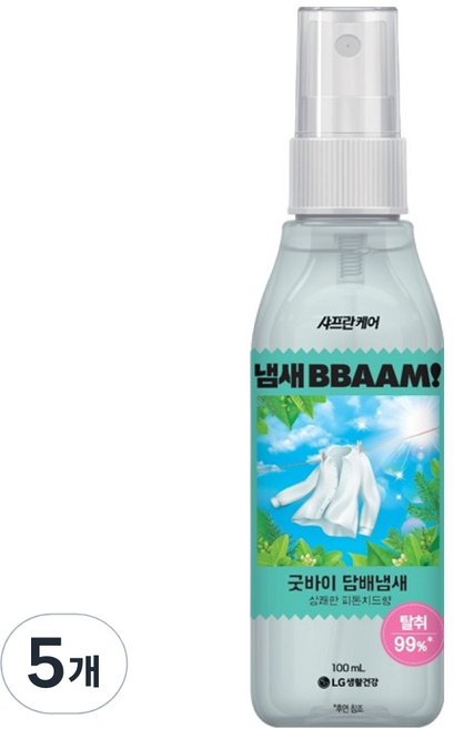 샤프란 케어 냄새뺌 굿바이 담배냄새 섬유탈취제 본품, 100ml, 5개