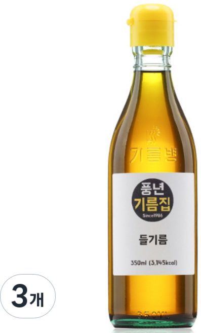 풍년기름집 들기름, 350ml, 3개