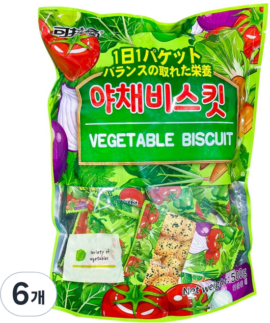 koloo 한진 야채 비스킷, 500g, 6개