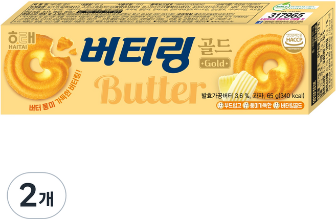 해태제과 버터링 골드, 2개, 65g