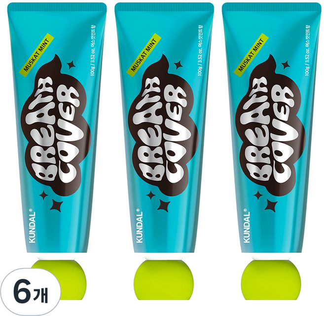 쿤달 딥브레스커버치약 머스캣민트향, 100g, 6개