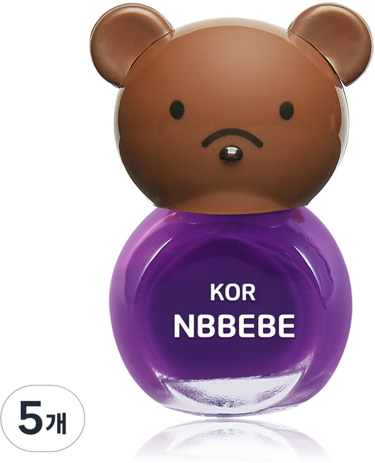 Nbbebe 兒童用指甲油, 鮮豔的紫色, 5個