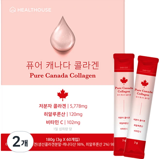 헬스하우스 퓨어 캐나다 콜라겐 60p, 180g, 2개 - 쿠팡