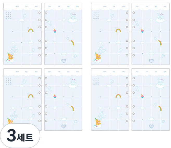 케어베어 아카이브 6공 리필속지 먼슬리 B 4p, 3세트