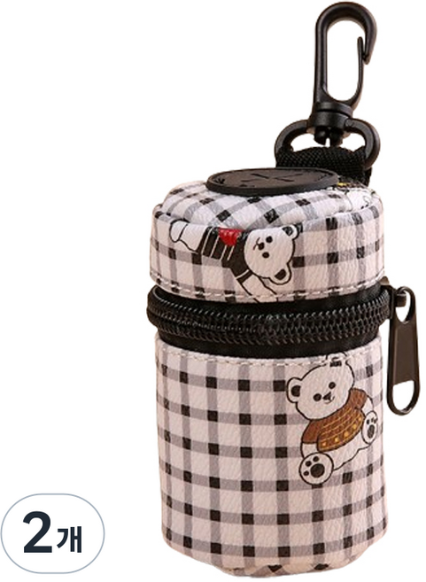 파스텔펫 반려동물 베어체크 배변봉투 케이스 FREE, 블랙, 1개입, 2개