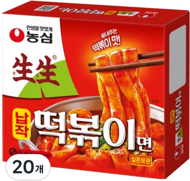농심 생생 납작 떡볶이면, 258g, 20개