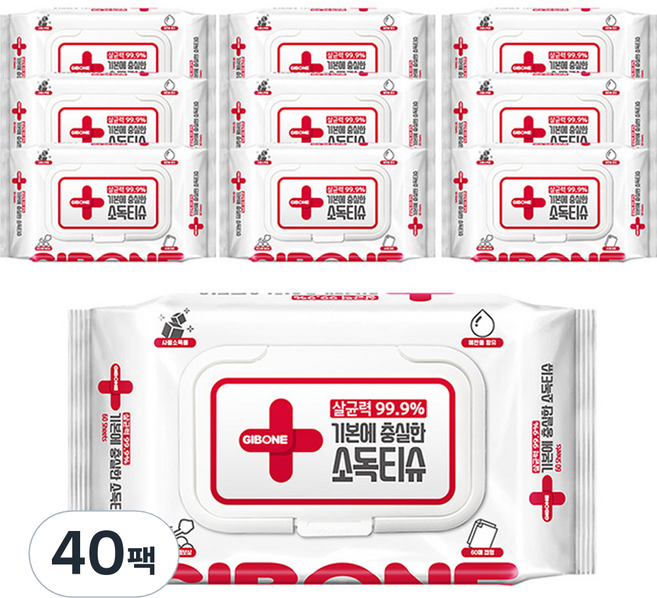 기본에 충실한 소독티슈 캡형 60매, 40개