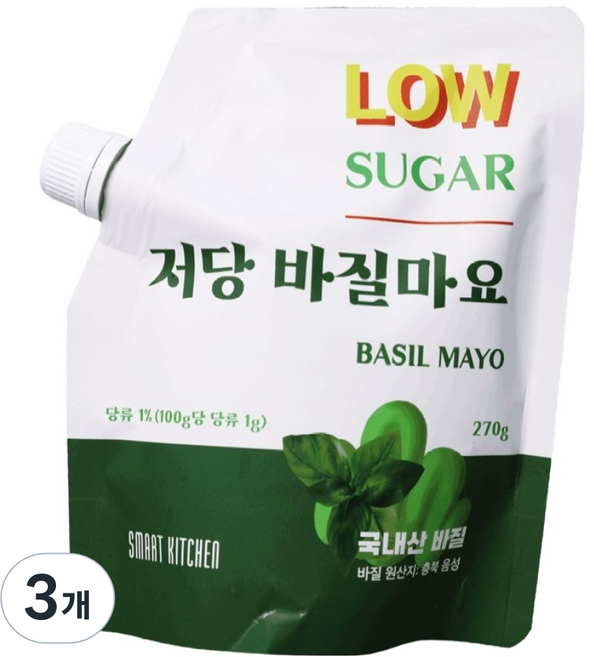 스마트키친 저당 바질마요, 3개, 270g