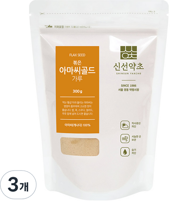 신선약초 볶은 아마씨 가루, 300g, 3개