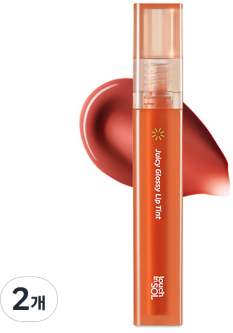 터치인솔 비건어게인 쥬시 글로시 립틴트, 밀크 코코넛, 2개, 3.9g