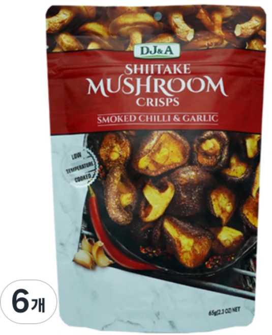 디제이앤에이 크리스프 스모크 칠리 앤 갈릭 표고버섯, 65g, 6개 - 쿠팡