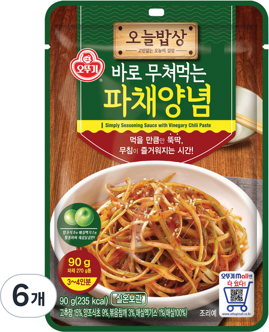 오뚜기 오늘밥상 파채양념, 90g, 6개