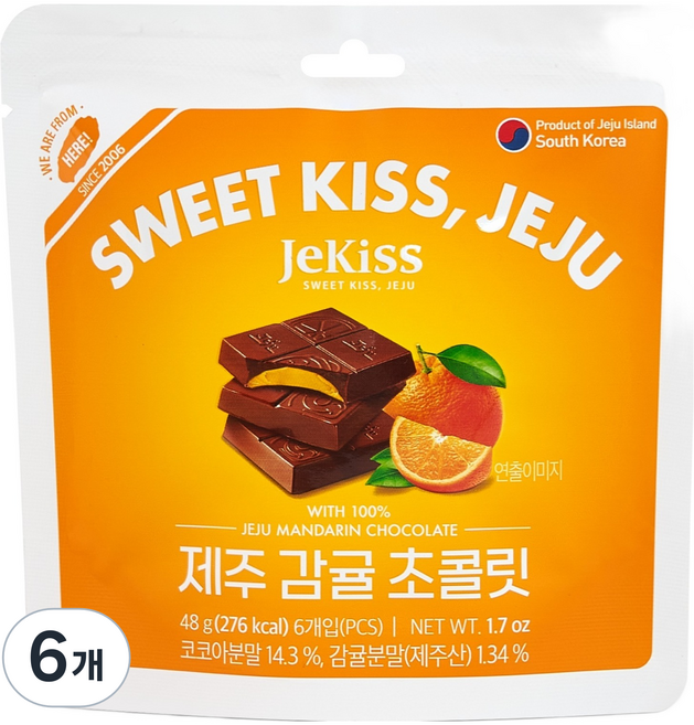 제키스 제주 감귤 초콜릿 6p, 48g, 6개