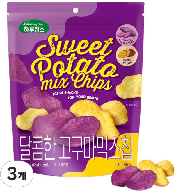 하루견과 달콤한 고구마 믹스칩, 3개, 80g