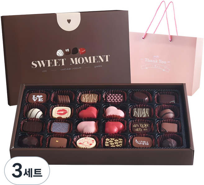 상상앤드 스윗러브 24구 수제초콜릿 + 쇼핑백 랜덤 발송, 240g, 3세트