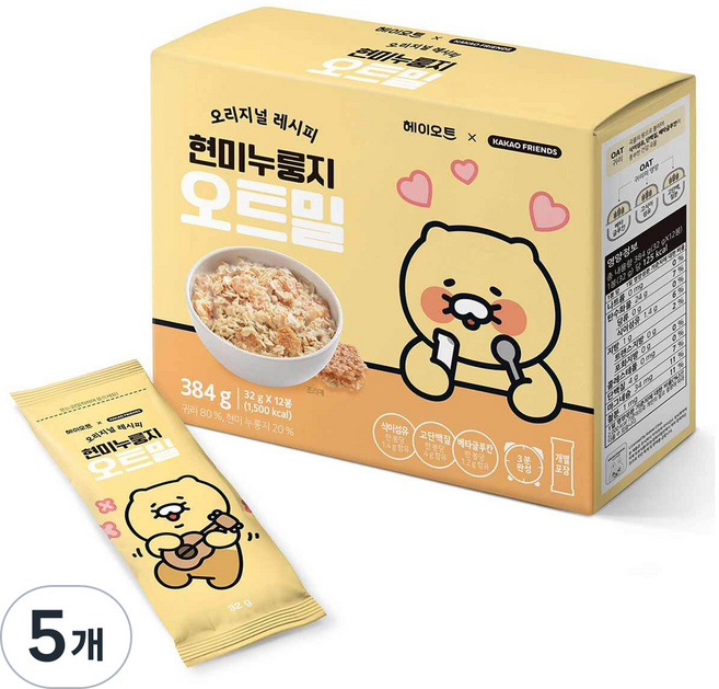 헤이오트 카카오프렌즈 현미누룽지 오트밀 12p, 384g, 5개