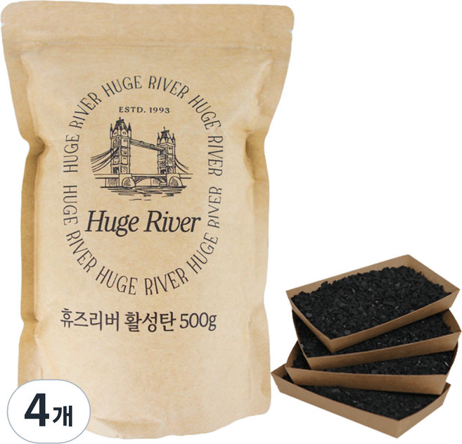 휴즈리버 냄새 제거 활성탄 탈취제, 500g, 4개