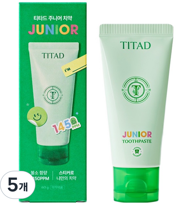 티타드 주니어 불소 치약, 60g, 5개