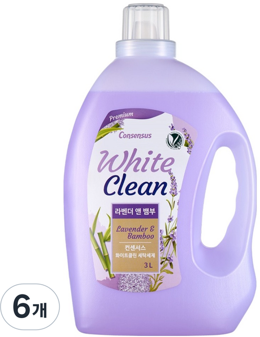 컨센서스 화이트클린 세탁세제 라벤더 앤 뱀부, 3L, 1개입, 6개