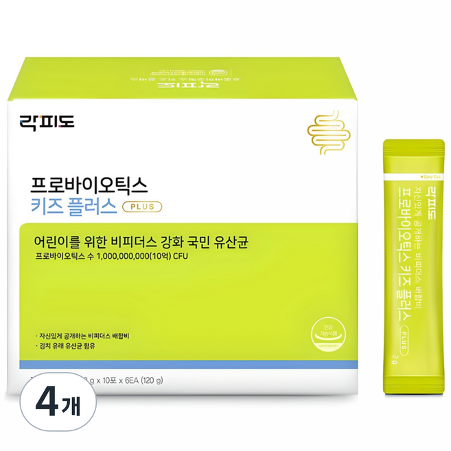 락피도 프로바이오틱스 키즈 플러스 60p, 120g, 4개