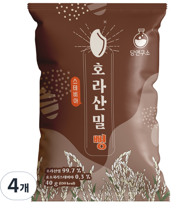 당연구소 스테비아 호라산밀 뻥 스낵, 40g, 4개