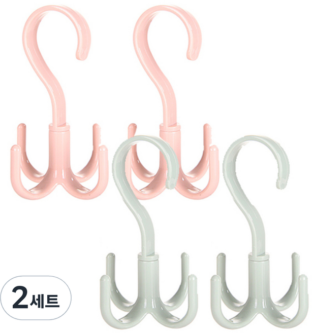 리버그린 360도 회전식 다용도걸이 핑크 2p + 그린 2p, 혼합 색상, 2세트