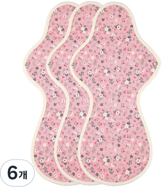 위즐리 들꽃핑크 면생리대, 6개, 1개입, 오버나이트 이상