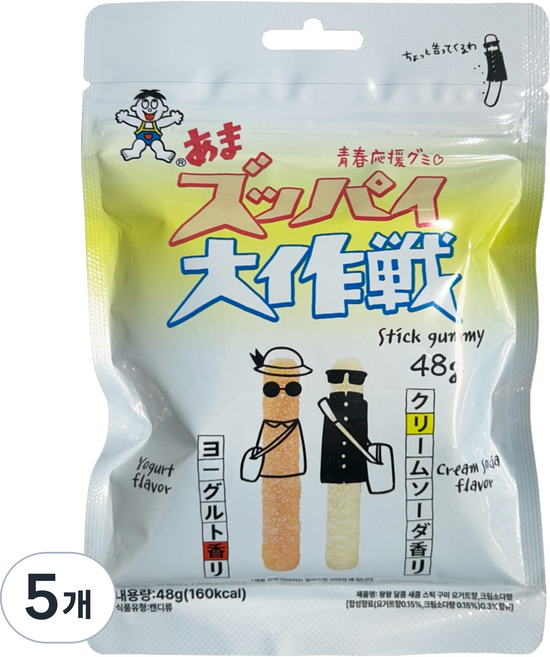 왕왕 스파이대작전 스틱젤리 요구르트맛 / 크림소다맛, 5개, 48g