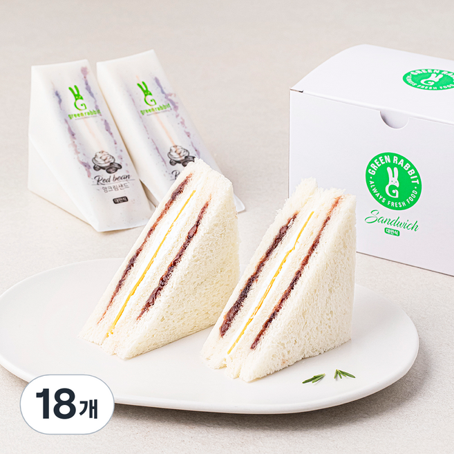 그린래빗 대만식 앙크림 샌드위치, 80g, 18개