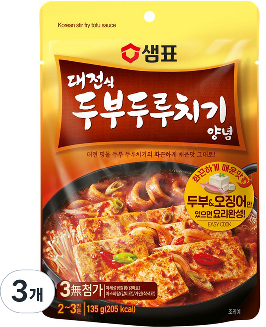 샘표 대전식 두부두루치기 양념, 3개, 135g