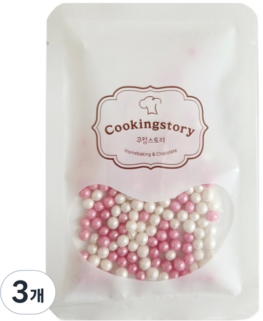 쿠킹스토리 스프링클 트윙클 펄 핑크 푸드컬러, 15g, 3개