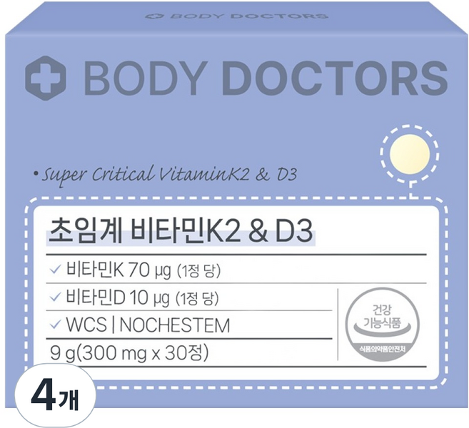 바디닥터스 초임계 비타민K2&D3, 30정, 4개