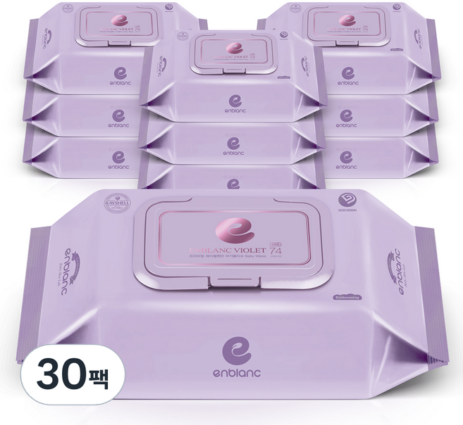 앙블랑 저자극 아기물티슈 바이올렛 캡형, 70g, 74매, 30개