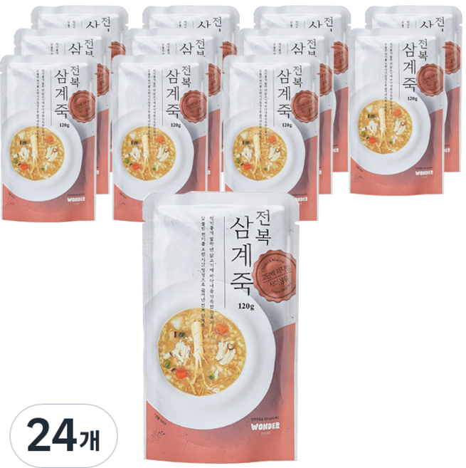 원더푸드 반려동물 죽 파우치, 혼합맛(전복/닭), 120g, 24개