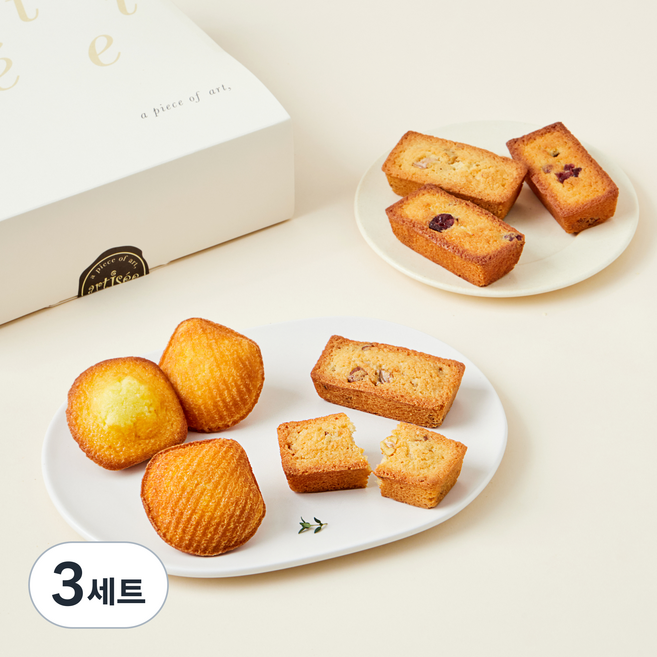 아티제 양과자세트 레몬 마들렌 30g x 5개 + 크랜베리 휘낭시에 37g x 5개 + 월넛 휘낭시에 37g x 5개, 3세트