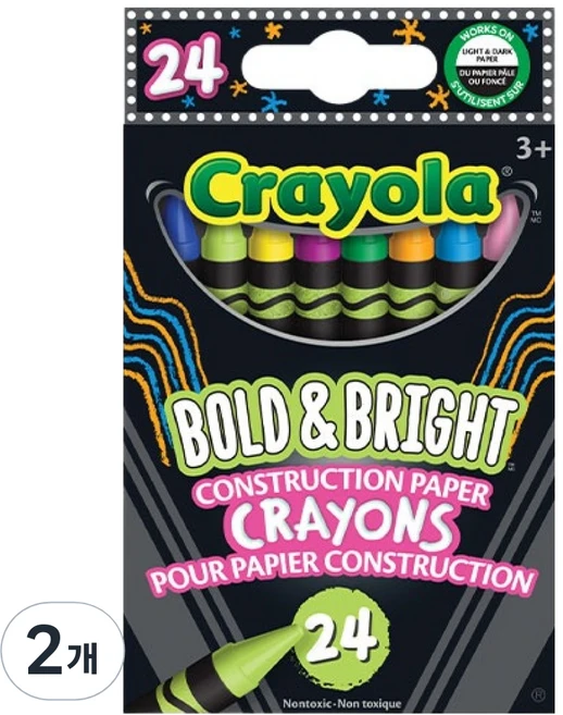 크레욜라 볼드 앤 브라이트 크레용, 2개, 24색 - 쿠팡